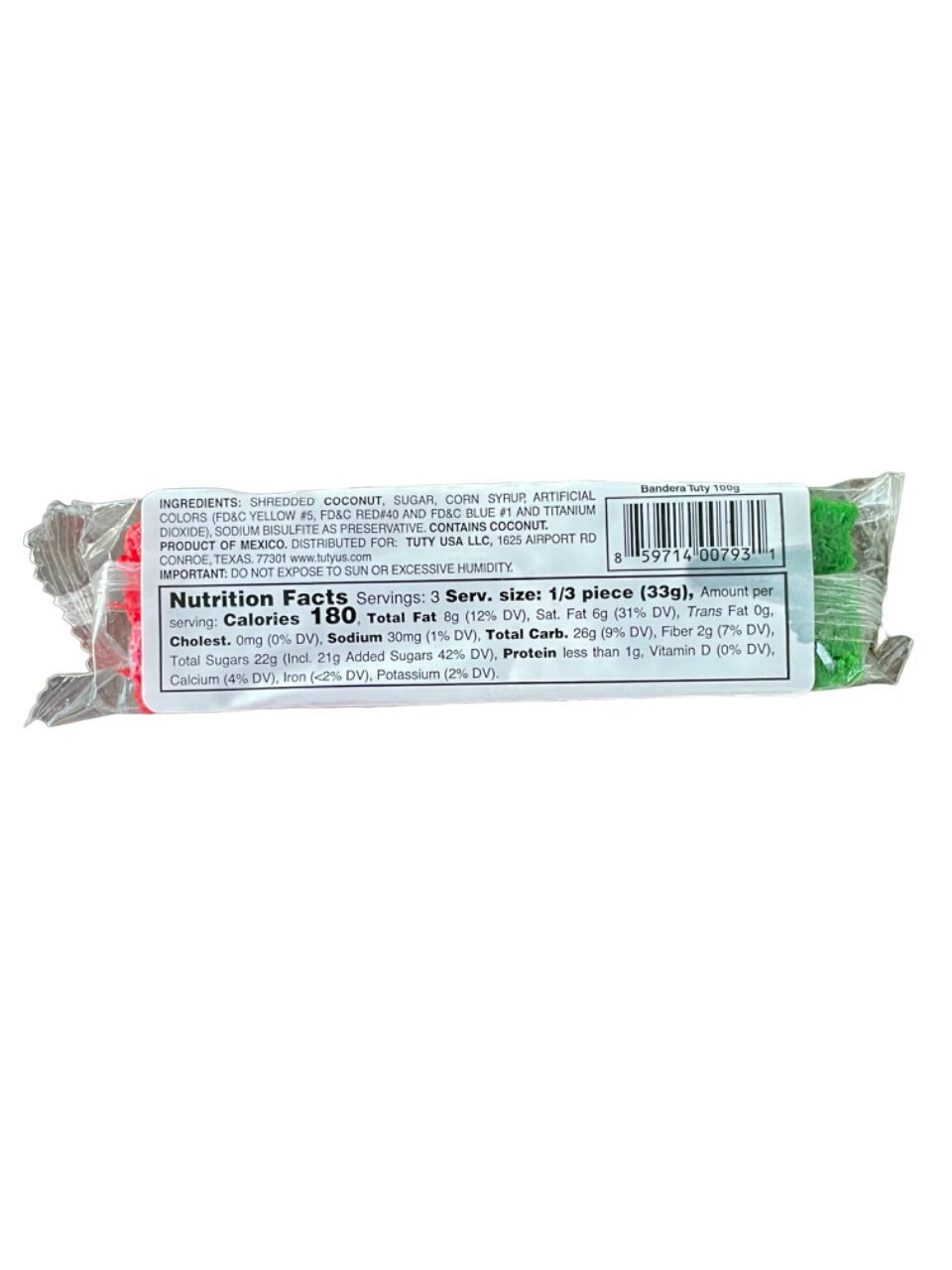 Premium Mexican Bandera Coconut Candy Bar 20 Pack